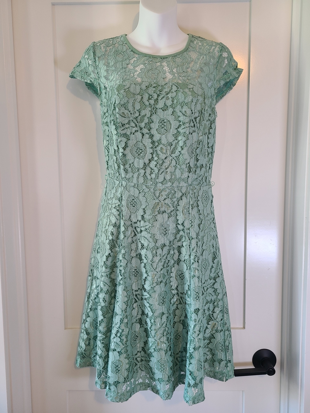 Suzy Shier Mint Lace Fit-and-Flare Mini Dress